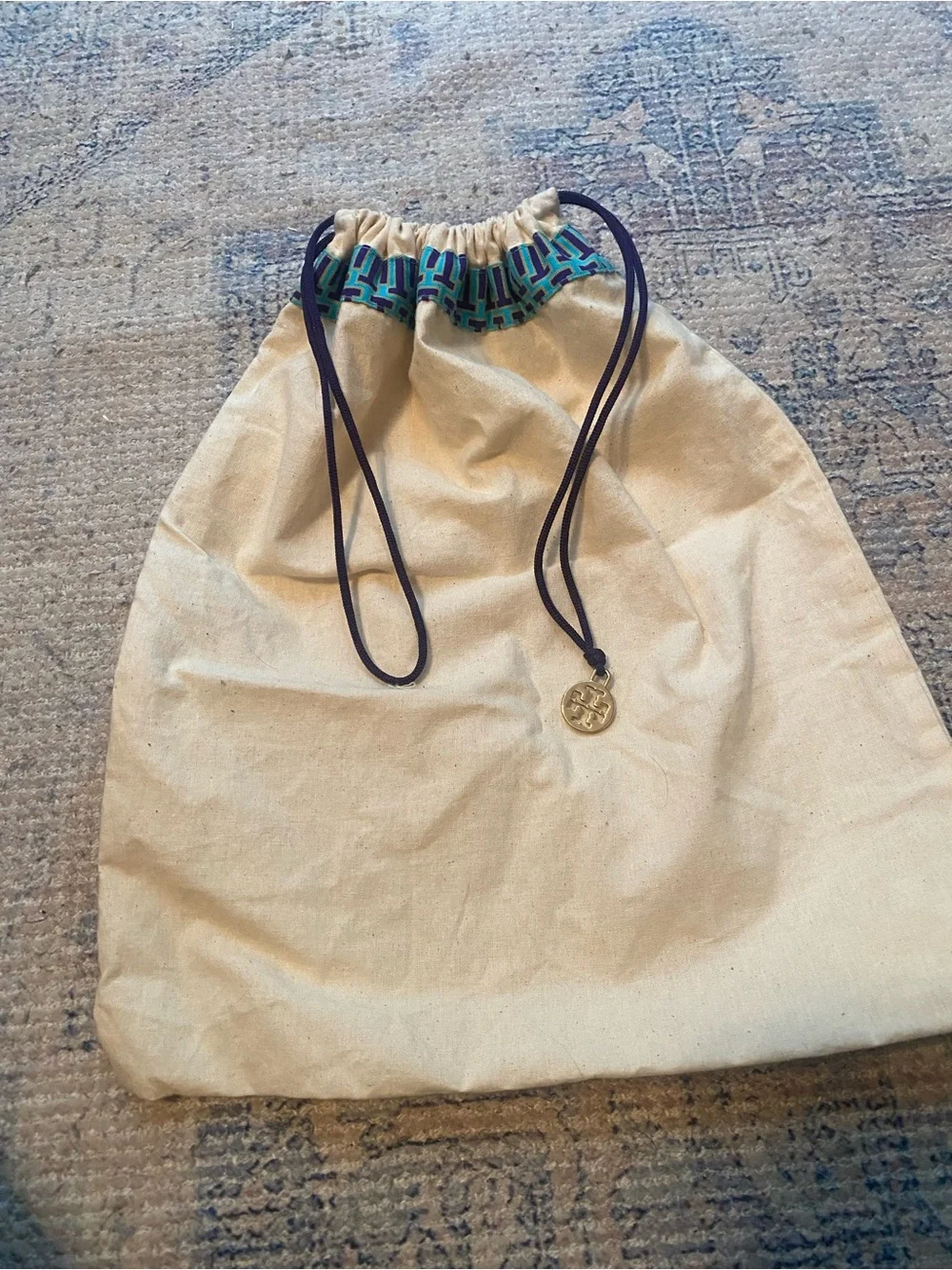 Tory Burch Drawstring Dust Bag with Tory Burch Gold Charm